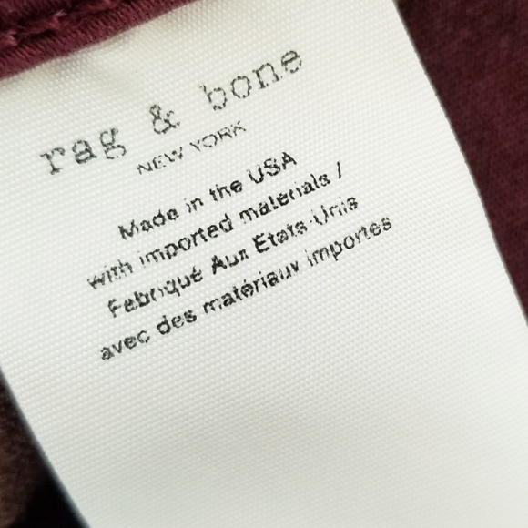 Rag & bone Women's High Rise Ankle Straight Leg Skinny Jeans  Burgundy Modal - Picture 7 of 15